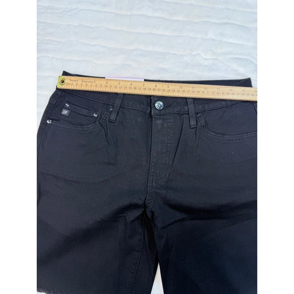 Seven7 Bermuda Shorts Womens 6 Black Jean Relaxed‎ Fit Stretch Comfort Fray Hem